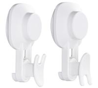 JECOMPRIS Crochets Ventouse Puissants Crochet Mural Réutilisable Lot de 2 sans Perçage en ABS et Caoutchouc Fixation sans Trace pour Salle de Bain Cuisine Surfaces Lisses