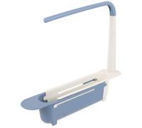 JECOMPRIS Étagère Télescopique pour Rangement et Séchage en PP Bleu pour Évier Cuisine Support Éponge Design Simple et Extensible à Domicile