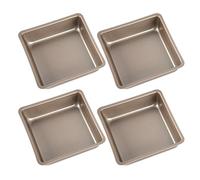 JECOMPRIS Lot de 4 Mini Moules à Gâteaux Carrés, 10 Cm, en Acier Carbone, pour Petits Brownies, Mini-moules à Fond Amovible Antiadhésifs, Parfaits pour Les Cheesecakes Et Autres Gâteaux