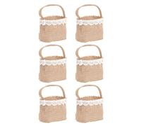 JECOMPRIS Lot de 6 Paquet à Bonbons en Lin Naturel 12x18 Cm, Pochons de Mariage Réutilisables, Sachets de Fête Élégants pour Emballage Dragees et Présents, Accessoires Déco