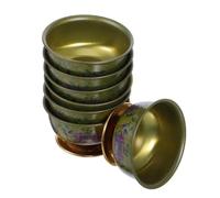 JECOMPRIS Lot de 7 Bols Rituels en Alliage pour Offrande Bouddhiste, Design Lisse et Délicat, Forme Ronde, Décoration pour Temple et Artisanat D'art