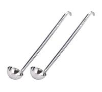 JECOMPRIS Louches à Soupe Cuillères à Manche Argentées en Acier Inoxydable Long Manche Lot de 2 Ustensiles Robustes Multifonctions pour Buffet et Restaurant