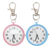 JECOMPRIS Montre de poche porte-clés, lot de 2, mini montre suspendue en alliage, rose et bleu, lecture facile de l’heure, pour médecin et infirmière