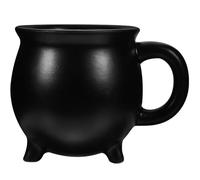 JECOMPRIS Mug à Café et Finition Brillante Large Ouverture, Design Unique en Céramique Noire de Chaudron de Sorcière Halloween pour Maison et Café