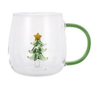 JECOMPRIS Mug Sapin de Noël 3d en Verre avec Anse Confortable | Design Transparent Brillant, pour Boissons Froides et Célébrations Festives, Présent