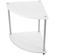 JECOMPRIS Organisateur d'angle Étagère Double Couche Triangulaire Blanc en Diatomée et Métal Pratique Forte Capacité de Charge pour Salle de Bain pour Comptoir ou Bureau