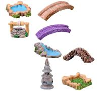 JECOMPRIS Ornement de Jardin Accessoire Élégant Rétro Miniature Pont en Résine Lampe et Puits, Décoration Sûre pour Jardin Cuisine pour Décor de Paysage