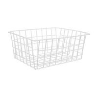 JECOMPRIS Panier de Rangement en Fil Métallique 28x21,5x12 Cm Blanc pour Congélateur Coffre, Contenant à Fruits et Légumes, Bac de Stockage Alimentaire Pratique pour Réfrigérateur