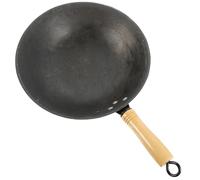 JECOMPRIS Poêle à Induction Wok Cuisine Maison en Fer Noir | Chauffage Uniforme, Poignée Ergonomique en Bois, Nettoyage Facile, Anti-rayures, Usage la Cuisine Maison Style Aléatoire