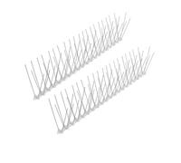JECOMPRIS Pointe Anti-Oiseaux en Acier Inoxydable Argenté 50cm 60 Pointes pour Balcon et Toit, Repousseur Humain des Pigeons et Étourneaux, Lot de 2 Pièces pour Zones Déjections