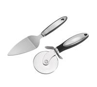 JECOMPRIS Set de 2 Pièces Coupe-pizza et Pelle en Acier Inoxydable Argenté Design Ergonomique Confortable pour Découpe et Service Facile