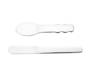 JECOMPRIS Spatules Cosmétiques Sûres et Fiables 2pcs en Acier Inoxydable Argenté Style Compact Portable pour L'application de Crème Visage et Soins Peau