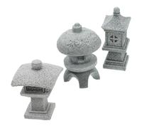 JECOMPRIS Statue de Pavillon en Pierre de 3pcs, Ornement Paysager Réaliste en Grès pour Décoration de Balcon et Bonsaï, Accessoire Micro Paysage Élégant