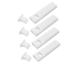 JECOMPRIS Storez à Lamelles Poignée Carrée Minimaliste en Plastique 4 Pièces Blanc Installation sans Perçage Design Moderne et Gain de Place pour Usage Domestique