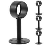 JECOMPRIS Supports de Tringle pour Rideau Polyvalents et Faciles à Installer en Acier Inoxydable Noir Lot de 4 Ronds pour Fixation Murale ou Plafond