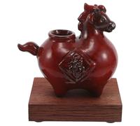 JECOMPRIS Vase Décoratif en Céramique Rouge Forme Cheval Vintage Fait Main, Facile à Nettoyer, pour Décoration de Table Lors Fête du Printemps 2026