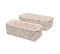 Jectse Panier de Rangement en Corde de Coton tissé à la Main, Ensemble de 2 Bacs Multifonctionnels avec Poignées de Transport, Adaptés aux Locataires et aux Dortoirs D'étudiants