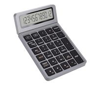 Jectse Pavé Numérique Calculatrice, Clavier de Saisie avec Grand écran LCD 12 Chiffres, for Bureau, comptabilité, Caisse, école (Gris foncé)