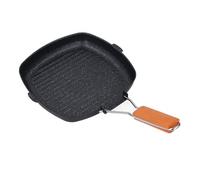 Jectse Poêle Carrée avec Poignée en Bois, Plaque de Cuisson Antiadhésive | Poêle à griller pour la cuisson en intérieur, plaque chauffante polyvalente avec revêtement en pierre Maifan, convient aux