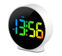 Jectse Réveil Numérique pour Chambres à Coucher, Réveil LED Créatif de 4 Pouces avec Double Alarme, Répétition, luminosité à 3 Niveaux, Chargeur USB, Veilleuse RVB, Petite (Boîtier