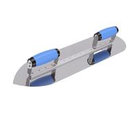 Jectse Truelle de Piscine à Double Poignée, Truelle de Finition de 20 Pouces pour le Plâtre de Béton de Revêtement de Piscine, à Tête Ronde et Pointue en Acier Inoxydable