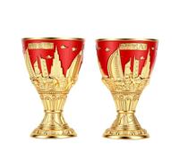 Jectse Verres à Vin en Métal Lot de 2, Gobelets Vintage (rouge) | Verre cadeau Souvenir de dubaï, tasse à liqueur rétro de Style européen, petit gobelet décoratif pour la maison, finition