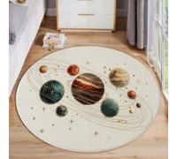 JEDTAKCT Affiche De Luxe du Système Solaire Tapis Rond Lavable 160 Cm
