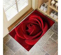 JEDTAKCT Paillasson Imprimé Pétales De Rose Réalistes avec Envers TPR Antidérapant, Tapis Absorbant 90X150Cm Texture Végétale Romantique pour Extérieure Intérieur Lavable en Machine Tapis, Rouge