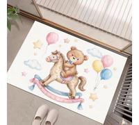 JEDTAKCT Paillasson Intérieur Antidérapant Animaux De Jeu Mignons | Tapis D'Entrée Cheval À Bascule Ballon Ours en Peluche Lavable, Tapis De Sol Absorbant Crème pour Entrée Cuisine Chambre, 45X75Cm