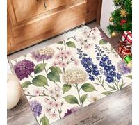 JEDTAKCT Paillasson Intérieur Antidérapant Plantes De Campagne Rétro | Tapis D'Entrée Fleurs De Cerisier Hortensias Lavable, Tapis De Sol Absorbant Beige pour Entrée Cuisine Chambre, 40X60Cm