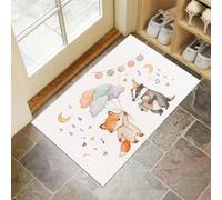 JEDTAKCT Paillasson Intérieur Antidérapant Pyjama Party Animaux Mignons | Tapis D'Entrée Renard Nuages Étoiles Lavable, Tapis De Sol Absorbant Beige pour Entrée Cuisine Chambre, 40X60Cm