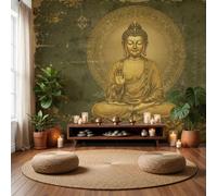 JEDTAKCT Papier Peint Panoramique 250X175Cm Texture De Statue Antique | Vert Olive Papier Peint Intissé Tapisserie Poster Décoration Murale Pour Salon Chambre - Esthétique Rétro Zen