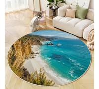 JEDTAKCT Paysage Côtier De Californie Tapis Rond Lavable 160 Cm