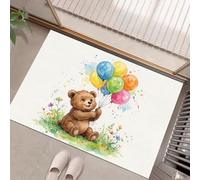 JEDTAKCT Tapis Absorbant Antidérapant Animaux Amusants Et Joueurs pour Entrée | 40X60Cm, Paillasson Lavable Petit Doux Un Adorable Petit Ours sur l'herbe Crème pour Cuisine, Salle De Bain, Décoration