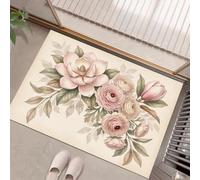 JEDTAKCT Tapis Absorbant Antidérapant Fleurs Françaises Romantiques pour Entrée | 40X60Cm, Paillasson Lavable Petit Doux Pivoine Rétro Branche d'arbre Crème pour Cuisine, Salle De Bain, Décoration