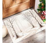 JEDTAKCT Tapis De Porte Paillasson Sentier De La Forêt Hivernale 40X60Cm Interieur | Antidérapant Absorbant Facile Nettoyer, Paysage Naturel Simple, Tapis De Bienvenue Chambre Couloir, Beige