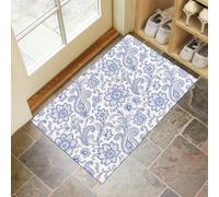 JEDTAKCT Tapis Entree Interieur Paillasson 80X120Cm Motifs Cachemire Exotiques, Plantes Traditionnelles Tapis Cuisine Devant Evier Antidérapant Lavable pour Décoration D'Intérieur Couloir, Bleu