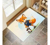 JEDTAKCT Tapis Joueur De Football Fox - Paillasson Antidérapant Animaux De Dessin Animé 45X75Cm, Tapis Ď'Entrée en Lavable, Paillasson De Bienvenue Crème pour Porte Đ'Entrée Salle Ďe Bain Chambre