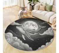 JEDTAKCT Tapis Rond 100 Cm, Animaux Fantastiques Gris Anthracite