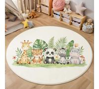 JEDTAKCT Tapis Rond Zoo De Bébé Dessin Animé Beige Salon 120 Cm