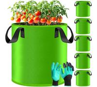 JEDWKFA Lot de 5 Sac à Plantes, 30 L Sac de Plantation, Sac de Culture, Sac de Plantation Geotextile, avec Poignées, pour Tomates, Poivrons, Carottes, Pomme de Terre, 35.5 x 30.5 cm