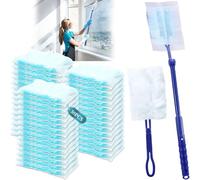 JEDWKFA Lot de 50 Plumeau Poussiere, Duster Recharge pour Swiffer | Plumeau Poussiere Telescopique, Duster Kit, avec 1 Poignée, 1 Perche Télescopique, pour Le Salon, Le Bureau, de l'école