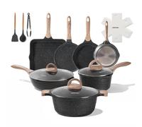 JEETEE Batterie de Cuisine Induction 18 Pièces, Lot Poêle et Casserole | Revêtement Antiadhésif Sain sans PFOA, Tous Feux, Diffusion Homogène de Chaleur, Nettoyage Facile pour Cuisine Maison