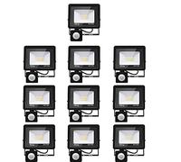Jefedana 10PACK - 20W Projecteur LED détecteur de mouvement,Blanc Froid (6000K) 2000LM Exterieur Avec Detecteur Imperméable IP66 sécurité pour, garage, couloir XPGGY-20W