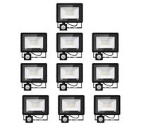 Jefedana 10PACK - Projecteur LED détecteur de mouvement 30W,3000LM Exterieur Avec Detecteur Blanc Chaud(3000K) Imperméable IP66 sécurité pour, garage, couloir XPGGY-30W