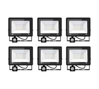 Jefedana 6PACK - 50W Projecteur LED détecteur de mouvement,Blanc Froid (6000K) 5000LM Projecteur LED Exterieur Avec Detecteur Imperméable IP66 Projecteur LED exterieur de sécurité pour garage couloir