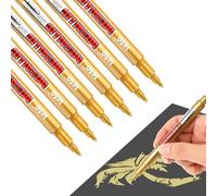 Jeffdad Lot de 6 marqueurs métalliques dorés permanents pour papier, verre, tissu, peinture sur roche, fabrication de cartes cadeaux, album de scrapbooking, illustration d'artiste (or)