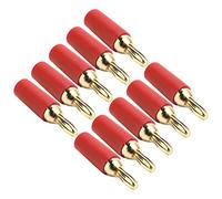 Jeffergarden 10 Pièces Fiche Banane 2,5 Mm Connecteur Mâle à Souder en Laiton plaqué Or avec Conception Antidéflagrante pour Prise Banane Prise de Panneau à Ressort Intérieur (Rouge)