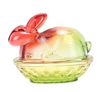 Jeffergarden Bol à Bonbons Décoratif en Verre Sodocalcique en Forme de Lapin avec Couvercle, Rangement de Table Anti-poussière pour Fruits Secs, Collations, Grains de café, Décoration de la Maison,