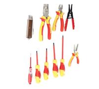 Jeffergarden Coffret D'outils isolé pour électricien, 10 Pièces jusqu'à | Conforme VDE, EN60900, Acier 45, Poignées PP et TPR, Réparation D'appareils, Embouts de Tournevis Fendus et Cruciformes